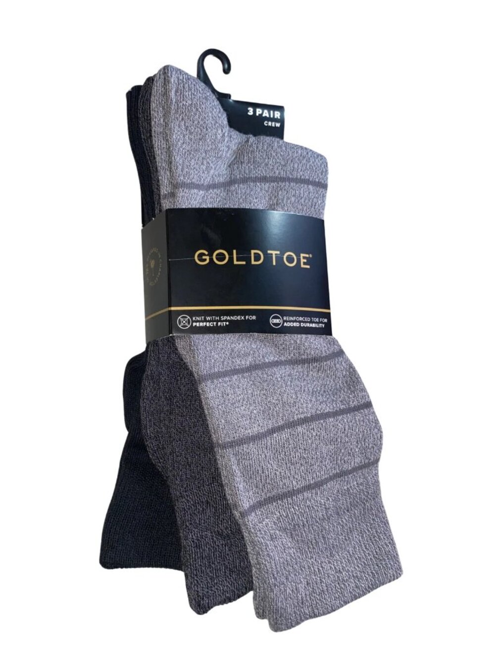 Gold Toe 3 Pair Men's Crew Socks With Aqua FX Moisture Control, Size 6-12.5